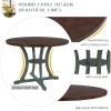 5 Pieces Farmhouse Rustic Dining Table Set, Round Wooden Dining Table with Special-Shaped Legs Kitchen Table Set with 4 Upholstered Chairs and Bottom Shelf, Easy Assembly, for Small Spaces view 2