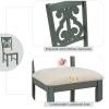 5 Pieces Farmhouse Rustic Dining Table Set, Round Wooden Dining Table with Special-Shaped Legs Kitchen Table Set with 4 Upholstered Chairs and Bottom Shelf, Easy Assembly, for Small Spaces view 3