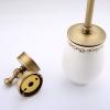 KIZQYN Toilet Brush Retro Toilet Brush Holder Ceramic Brush Cup Brass Brush Holder Round Brush Head All-Round Cleaning Toilet Bowl Brush Set Toilet Cleaner Brush view 3