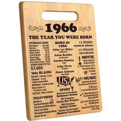 60th Birthday Gifts for Women Men, Happy 60 Year Old Birthday Gift Cutting Board for Her Him, Back In 1966 Birthday Decorations Woman Man Turning 60, 60th Cutting Board Birthday Favor