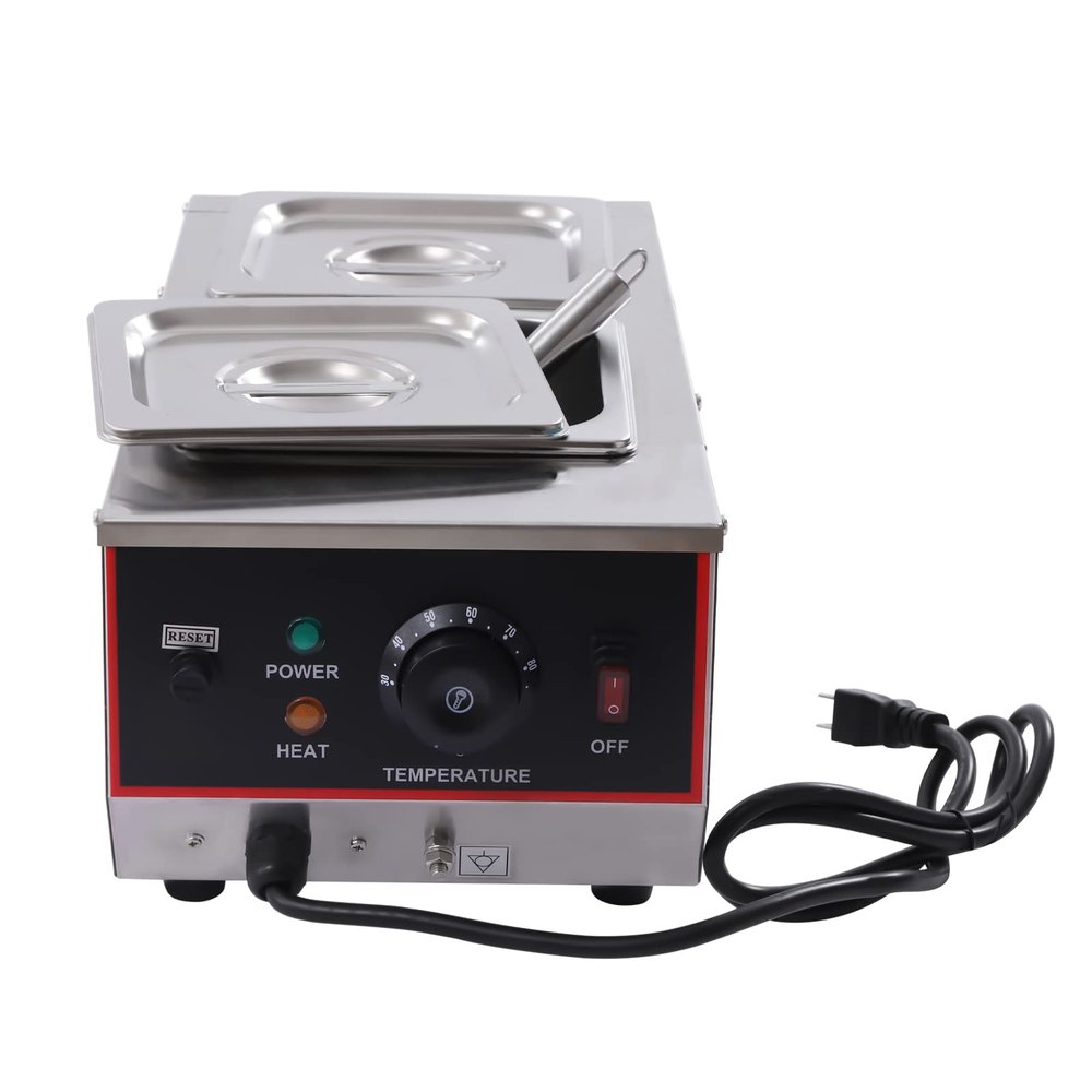 Electric Chocolate Melting Pot Machine, Chocolate Tempering Machine 86-185 Commercial Electric Chocolate Heater Chocolate Melting Machine 2-Pot 1.5gal Stainless Steel Food Warmer for Chocolate Cheese