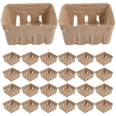GANAZONO Household Berry Basket Paper Pulp Fruit Tray 3.93X3.93X1.77In Lightweight Decorative Container for Strawberries Vegetables Snacks Picnic Wedding Party