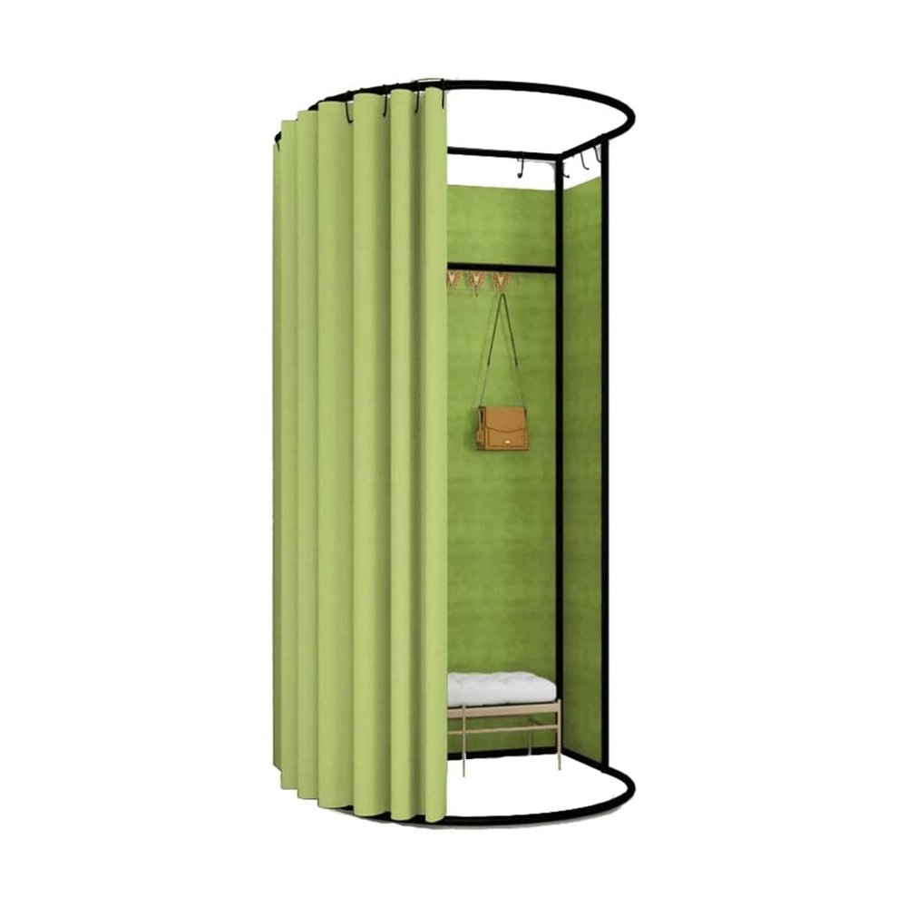 OLOTU Fitting Room Movable Changing Room Temporary Activities Fitting Room Hemp Fabric Privacy Include Shading Curtain Hanging Rod and Hook Up Protective