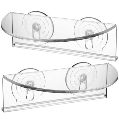 Zerodeko Suction Cup Plant Shelf Clear Acrylic Window Shelf for Bonsai Potted Plants Herbs and Aquarium Plants Transparent Load-Bearing Bracket for Smooth Surfaces 2 Pack