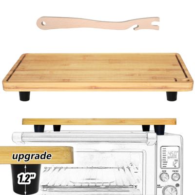 Ansoon Bamboo Wood Cutting Boards for Mini Smart Toaster Oven Compatible for Breville 860 BSS/845BSS/BOV800XL, 1.2inch Heat Resistant Silicone Feet Creates Storage Space - with Oven Rack Puller Stick