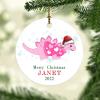 Babys First Christmas Ornament Dinosaur Personalized Kids Name Ornaments Keepsake Gift for Baby Boy Girl New Parents Xmas Tree Hanging Decoration 3 Inch Ceramic Ornament view 1