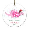 Babys First Christmas Ornament Dinosaur Personalized Kids Name Ornaments Keepsake Gift for Baby Boy Girl New Parents Xmas Tree Hanging Decoration 3 Inch Ceramic Ornament view 3