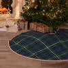 Christmas Tree Skirt 36 inches Campbell Clan Tartan Navy Blue and Green Plaid Xmas Tree Skirts Mat Farmhouse Rustic Xmas Holiday Indoor Party Outdoor Decoration view 1