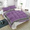 3 Pieces Duvet Cover Queen Bedding Sets Greek Art Inspired Classic Pattern Luxury Soft Comforter Cover with Pillowcases Geometric Twist Lines on Purple Microfiber Quilt Covers Set for Bedroom Decor view 1