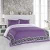 3 Pieces Duvet Cover Queen Bedding Sets Greek Art Inspired Classic Pattern Luxury Soft Comforter Cover with Pillowcases Geometric Twist Lines on Purple Microfiber Quilt Covers Set for Bedroom Decor view 3