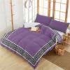 3 Pieces Duvet Cover Queen Bedding Sets Greek Art Inspired Classic Pattern Luxury Soft Comforter Cover with Pillowcases Geometric Twist Lines on Purple Microfiber Quilt Covers Set for Bedroom Decor view 4
