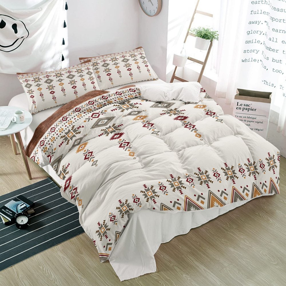 3 Pieces Duvet Cover California King Bedding Sets Aztec Southwestern Native Ethnic Tribal Abstract Luxury Soft Comforter Cover with Pillowcases Boho Geometric Art Microfiber Quilt Covers for Bedroom