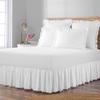 International Sheets Luxury Pom Pom Dust Ruffle BedSkirt 100% Egyptian Cotton 1000 Thread Count, Top-Knot Tassel Pompom Fringe White Solid Pattern, 21 Inch Drop Twin XL Size, White Solid view 1