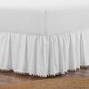 International Sheets Luxury Pom Pom Dust Ruffle BedSkirt 100% Egyptian Cotton 1000 Thread Count, Top-Knot Tassel Pompom Fringe White Solid Pattern, 21 Inch Drop Twin XL Size, White Solid view 2