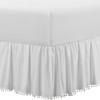 International Sheets Luxury Pom Pom Dust Ruffle BedSkirt 100% Egyptian Cotton 1000 Thread Count, Top-Knot Tassel Pompom Fringe White Solid Pattern, 21 Inch Drop Twin XL Size, White Solid view 3