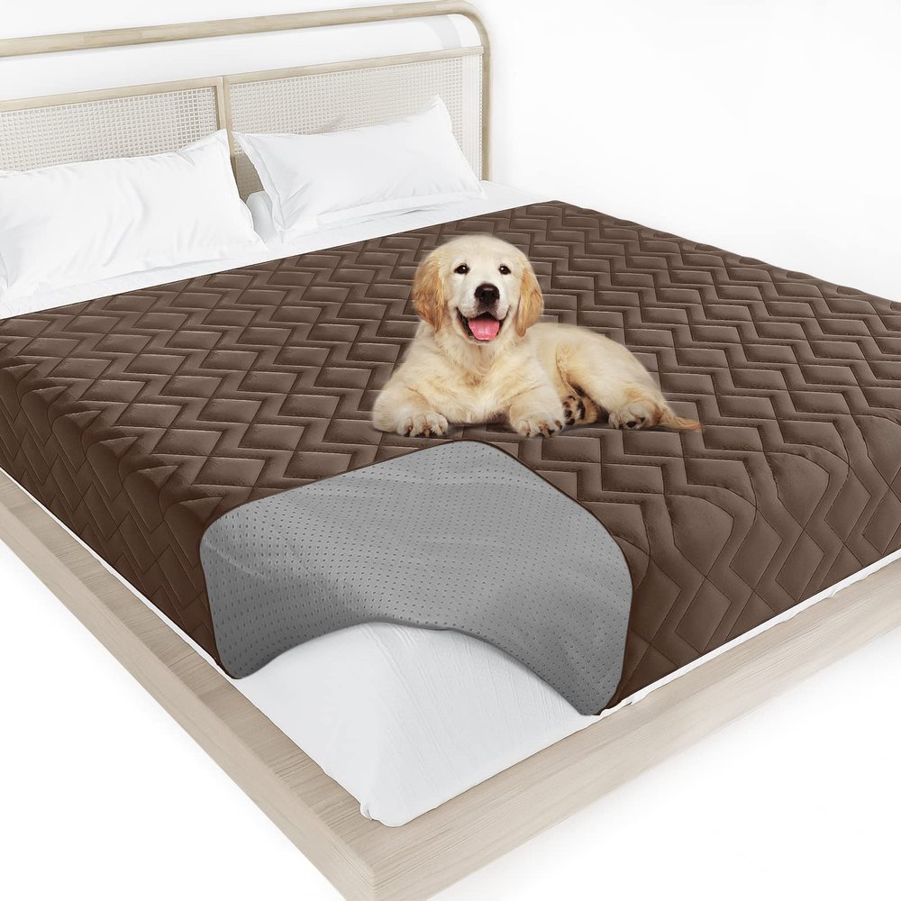 Moonsea Waterproof Blanket Dog Bed Cover with Non-Skid Bottom, Couch Cover for Dogs, Mattress Protector Furniture Protector, Bed Couch Sofa(52" X 82"), Chocolate