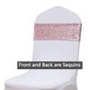 SINSSOWL Pack of 50 Spandex Sequins Rose Gold Chair Sashes for Wedding Party Rose Gold Chair Bands Bows Ties - Sequin Rose Gold Chairs Sashes view 4