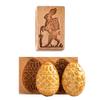 2PCS Easter Cookie Cutter 3D Embossing Mold,Funny Easter egg and rabbit Carved Wooden Cookie Biscuit Mold Stamps for Gingerbread Mold,Baking Moulds view 1