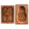2PCS Novelty Cookie Cutter 3D Embossing Mold,Funny Trophy+Doll Carved Wooden Cookie Biscuit Mold Stamps for Gingerbread Mold,Baking Moulds view 1