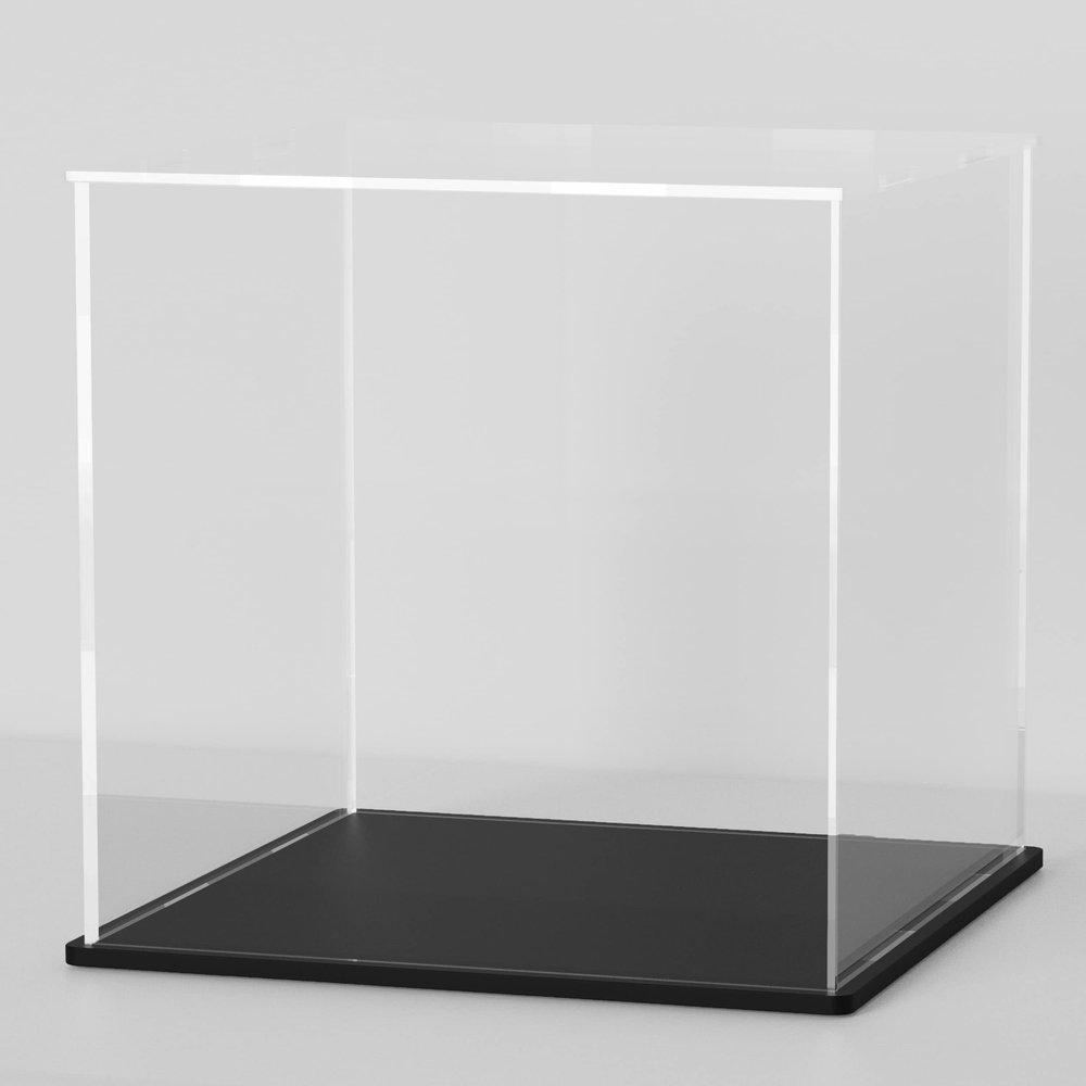 HOPEME 11 Inch Acrylic Case for Display, Clear Display Acrylic Box for Collectibles, Alternative Glass Case with Matt Black Stand for Display Action Figures