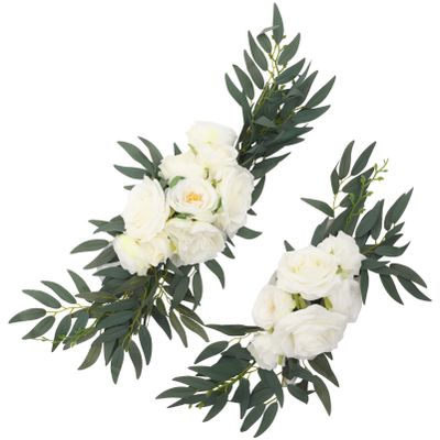 DECHOUS 2pcs Wedding Arch Artificial Flowers Swag Beautiful Fake Flower Decor for Welcome Sign Ceremony Decorations Floral Ornament and Colors