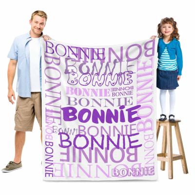 MyPupSocks Personalized Children Throw Blanket with Name for Boys/Girls Birthday, Custom Name Blanket for Kids Adults Bed Sofa Travel (White/Purple, 60"x80")