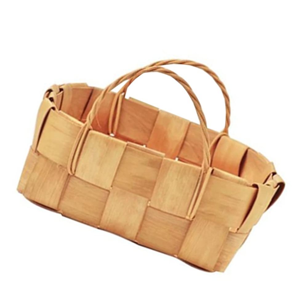 Zerodeko Rustic Wood Woven Basket Storage Basket for Fruit Vegetables Snacks Home Hotel Shop Decor