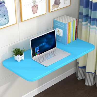 Aigoss Fold Down Wall Mounted Folding Table for Kitchen Folding Table Wall Desk Fold Down Drop Down Table Foldable Wall Shelf Computer Desks Workstations (Color : Blue, Size : L90xW40cm/L35xW16in)