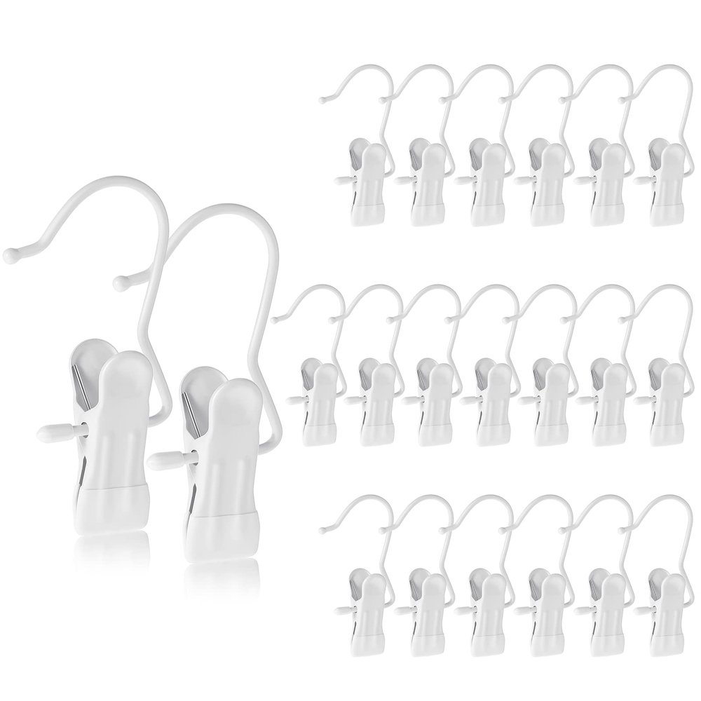 Hotop 48 Pieces Boot Hanger Clips for Closet, Laundry Hanging Hooks Heavy Duty Clips Boot Holder Portable Single Hooks Space Saving for Pants Jeans Clothes Hats Tall Towels (White)