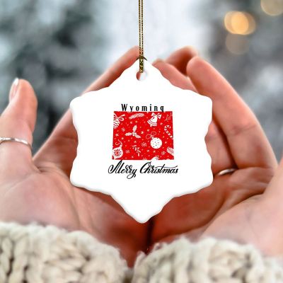 Wyoming Hexagon Ornament, Wyoming State Sweet Home Merry Christmas Ceramic Ornaments for Christmas Tree New Year Holiday Decor