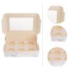 Zerodeko 10pcs Window Paper Muffin Boxes Food Grade Compartment Cupcake Carrier for Bakery Parties and Events Decorative Macaron Treat Containers Inserts view 3