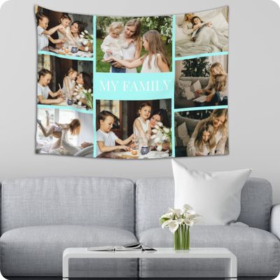 Custom Tapestry Add Your Name Photo Word Design Personalized Backdrop as Wedding Birthday Father's day Mother's day Holiday Gift, Customized Wall Hanging suitable for Bedroom Living Room (Style 07, 37X29 IN)
