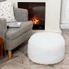 Asuprui Pouf Ottoman Unstuffed Ottoman Foot Rest No Filler Floor Pouf Soft Foot Stool 20x20x12 Inches Fuzzy Chair Floor Chair with Storage for Living Room Bedroom White view 2