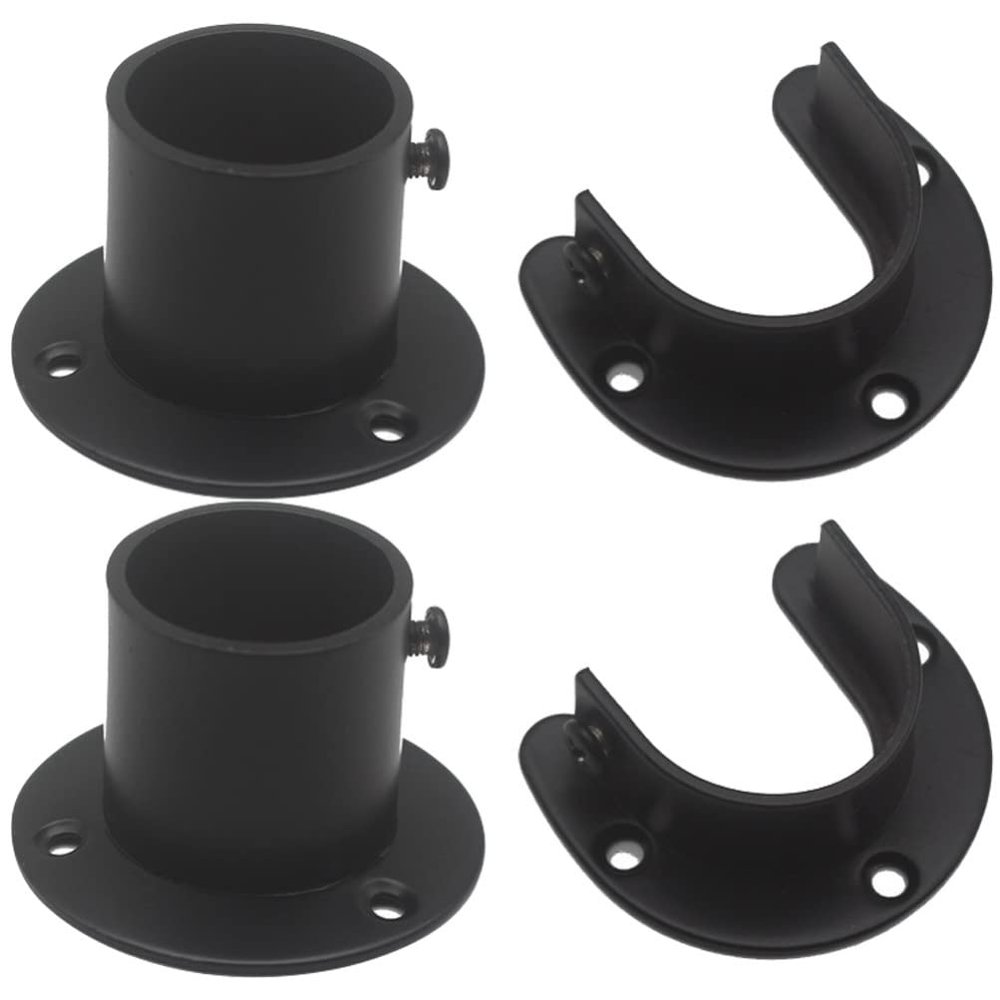 Cabilock 4pcs Shower Curtain Rod Holders Closet Pole Flanges for Easy Installation Wardrobe Bathroom and Laundry Rooms