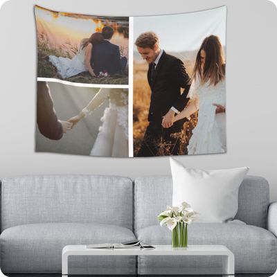 Custom Tapestry Add Your Name Photo Word Design Personalized Backdrop as Wedding Birthday Father's day Mother's day Holiday Gift, Customized Wall Hanging suitable for Bedroom Living Room (Style 03, 37X29 IN)