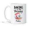 Baking Material Mugs - Custom Baking Is My Therapy Coffee Mugs - Customized Name Baker Tea Cup - Personalized Baker Coffee Cup - Baking Ceramic Cups Gifts For Family - White Cups 11oz or 15oz view 1