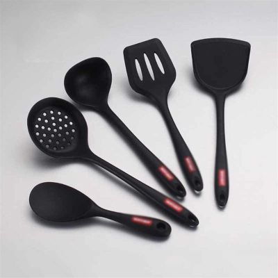 5 Pcs Silicone Utensils Set Non Stick Kitchen Cooking Tools Set Spatula Shovel Turner Heat Insulation Kitchenware