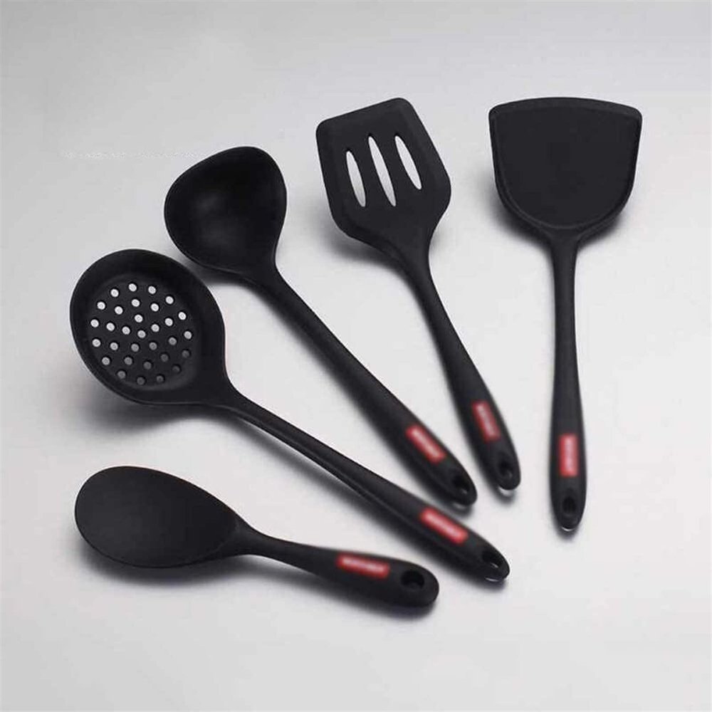 5 Pcs Silicone Utensils Set Non Stick Kitchen Cooking Tools Set Spatula Shovel Turner Heat Insulation Kitchenware