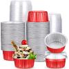 150 Pcs Aluminum Foil Baking Cup Disposable Ramekins with Lids 5oz Mini Cupcake Liners Flan Mold Mini Cake Pans with Lids Disposable Cake Tins for Pudding Desert Creme Brulee (Red, Silver) view 1