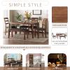 6-Piece Farmhouse Rustic Dining Table Set, Wooden Dining Table with 4 PU Padded Chairs Rectangular Kitchen Table Set with a Long Bench, Kitchen Dining Room Table Set for 6 People view 2