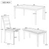 6-Piece Farmhouse Rustic Dining Table Set, Wooden Dining Table with 4 PU Padded Chairs Rectangular Kitchen Table Set with a Long Bench, Kitchen Dining Room Table Set for 6 People view 4