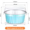 150 Pcs Aluminum Foil Baking Cup Disposable Ramekins with Lids 5oz Mini Cupcake Liners Flan Mold Mini Cake Pans with Lids Disposable Cake Tins for Pudding Desert Creme Brulee (Blue, Silver) view 2