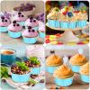150 Pcs Aluminum Foil Baking Cup Disposable Ramekins with Lids 5oz Mini Cupcake Liners Flan Mold Mini Cake Pans with Lids Disposable Cake Tins for Pudding Desert Creme Brulee (Blue, Silver) view 4