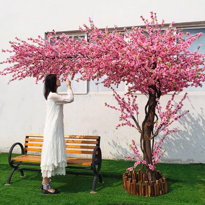 Large Artificial Cherry Blossom Tree, Artificial Peach Blossom Tree Artificial Plant Suitable for Indoor and Outdoor, Home Decoration Wishing Tree 2.5*2m/8.2*6.5ft