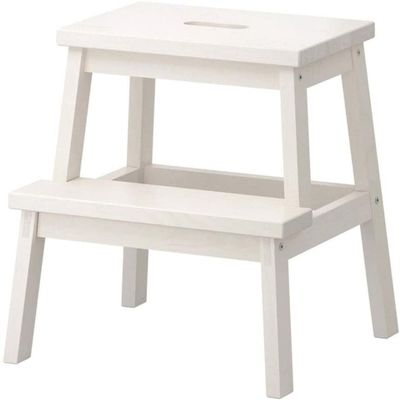 SLLSHG Kitchen Portable Step Ladder Stool Step Stool Bed Steps Plant StandLadderSolid Wood Chair Home Kitchen Folding Step Stool Large Heavy Duty (Color : White)