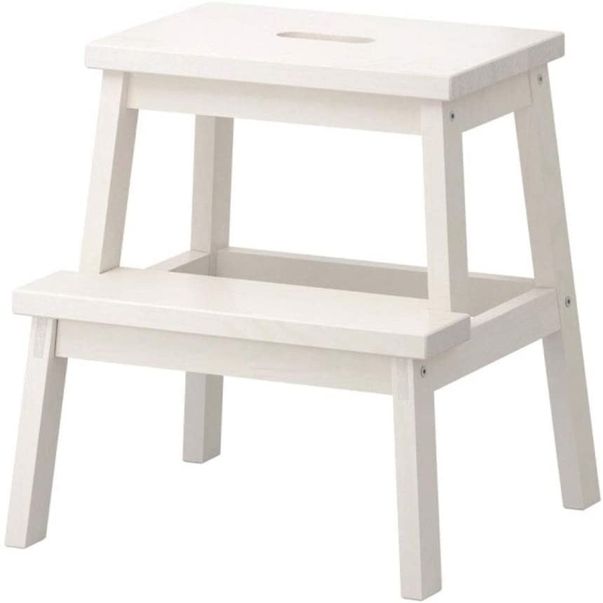 SLLSHG Kitchen Portable Step Ladder Stool Step Stool Bed Steps Plant StandLadderSolid Wood Chair Home Kitchen Folding Step Stool Large Heavy Duty (Color : White)