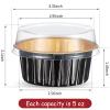 150 Count Aluminum Foil Baking Cup Disposable Ramekins with Lids 5oz Mini Cupcake Liners Flan Mold Mini Cake Pans with Lids Disposable Cake Tins for Pudding Desert Creme Brulee (Black, Gold) view 2