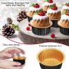 150 Count Aluminum Foil Baking Cup Disposable Ramekins with Lids 5oz Mini Cupcake Liners Flan Mold Mini Cake Pans with Lids Disposable Cake Tins for Pudding Desert Creme Brulee (Black, Gold) view 3