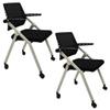 2 Pack Comfortable Home Office Foldable Office Chair,Folding Chair with Wheels Desk Chairs for Bedroom with Padded Seats Small Spaces,Gaming Ergonomic Foldable armrest,360 Degree Rotation,Black view 1
