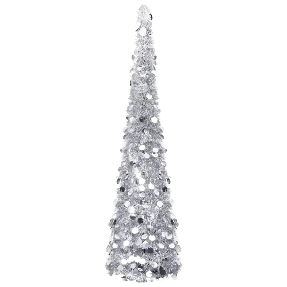 Gecheer Pop-up Christmas Tree, Silver PET Collapsible 70.9 in Artificial Tree for Indoor Outdoor Living Room